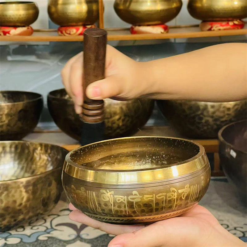 Buddhist Copper Singing Bowl with Leather Wooden Mallet - Various Size