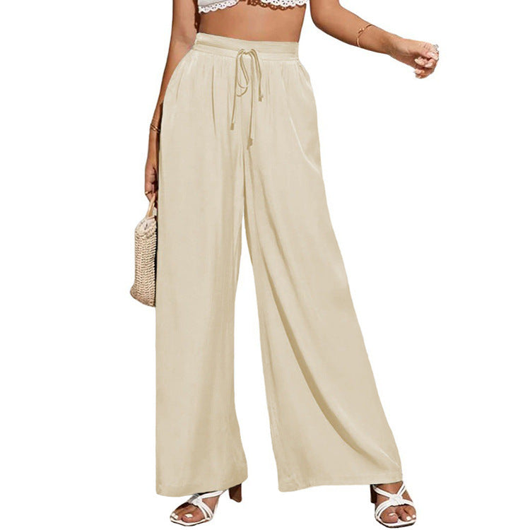 Casual Simple Boho Womens Pants beige