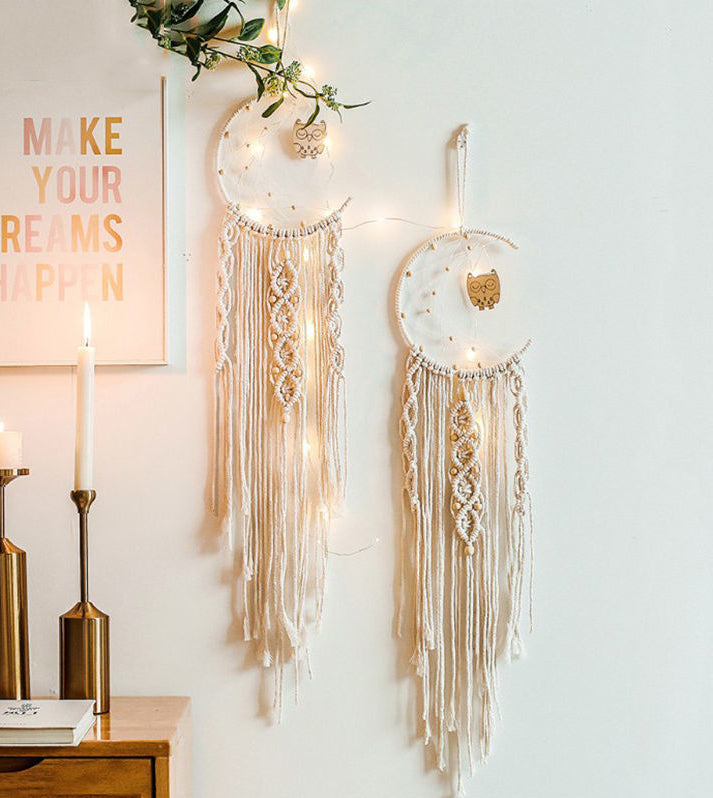 Woven Celestial Dreamcatchers with Lights