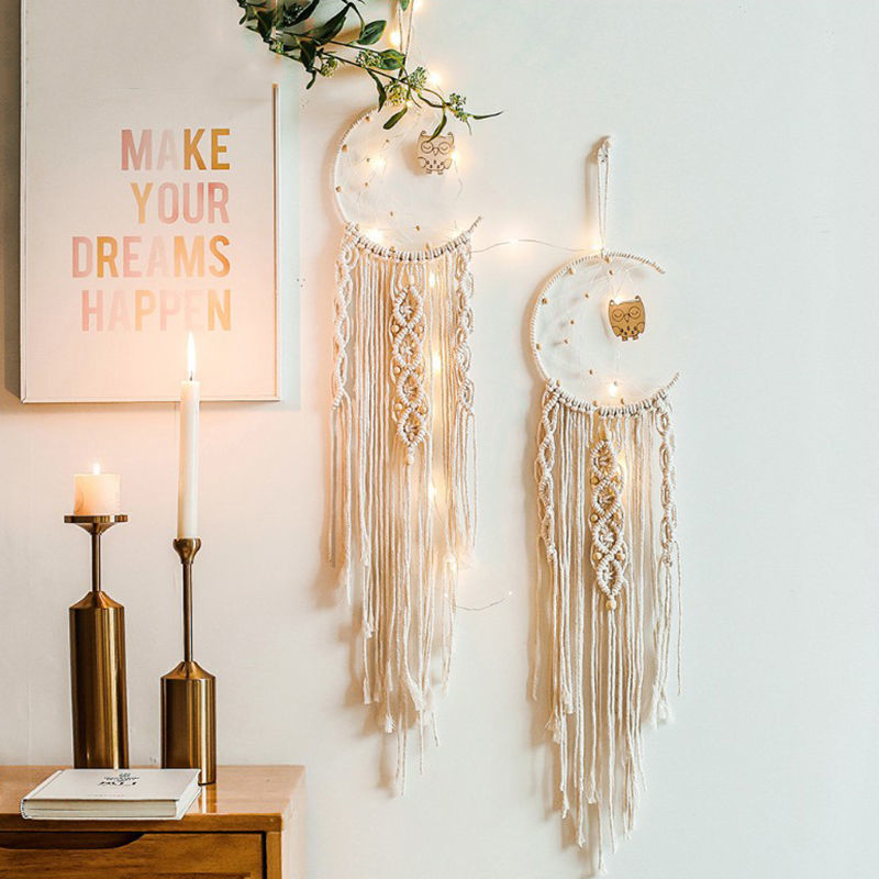 Woven Celestial Dreamcatchers with Lights