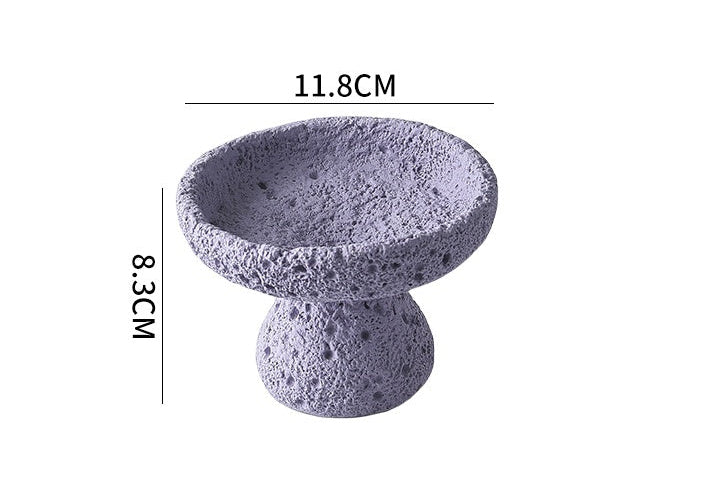Cement bowl with dimensions and product information on a white background