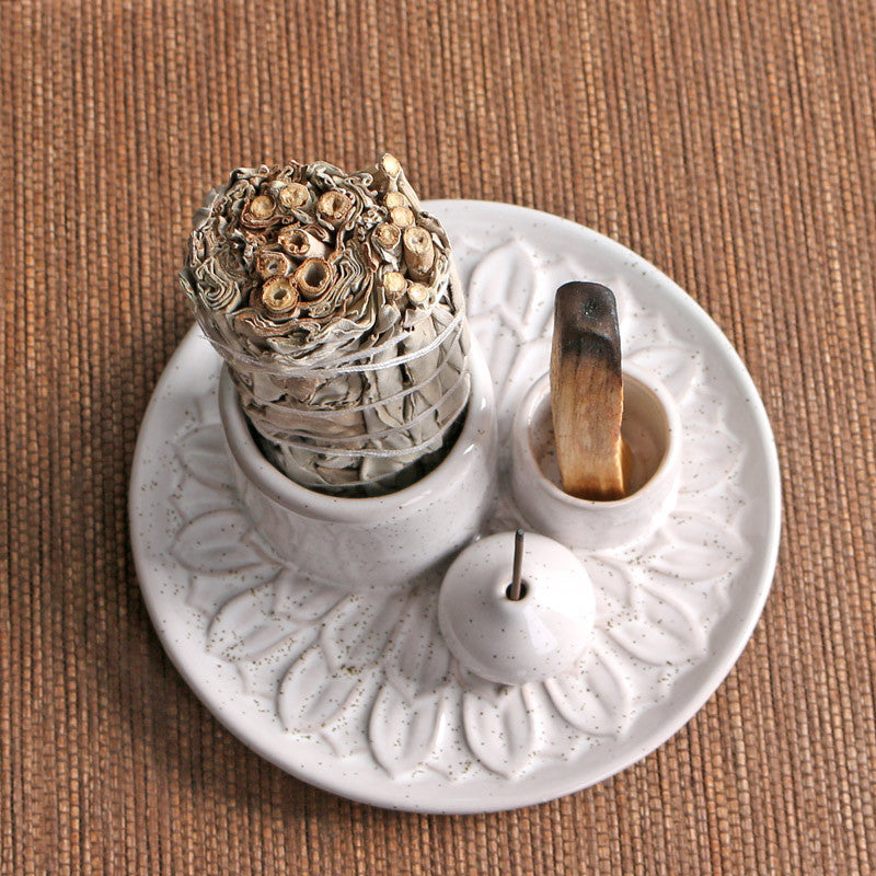 3 In 1 Ceramic Incense, Cone and Smudge Stick Burner