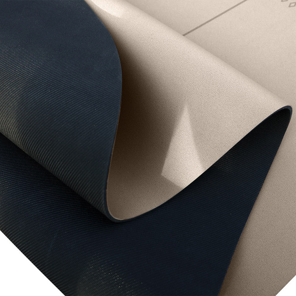 Close-up of a textured black and beige fabric swatch