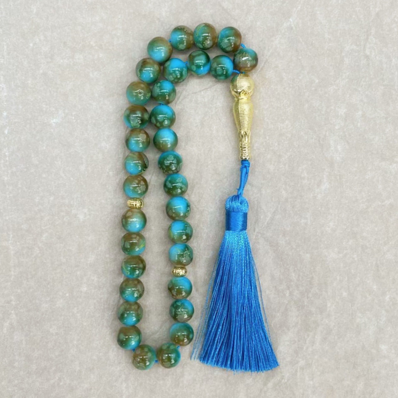 Colorful Boho Mala Beads with Tassel and Golden Charms