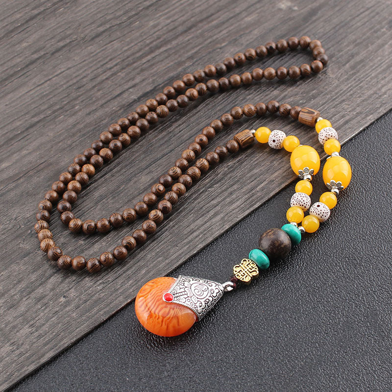 Colorful Ethnic Mala Bead Chain with Pendant