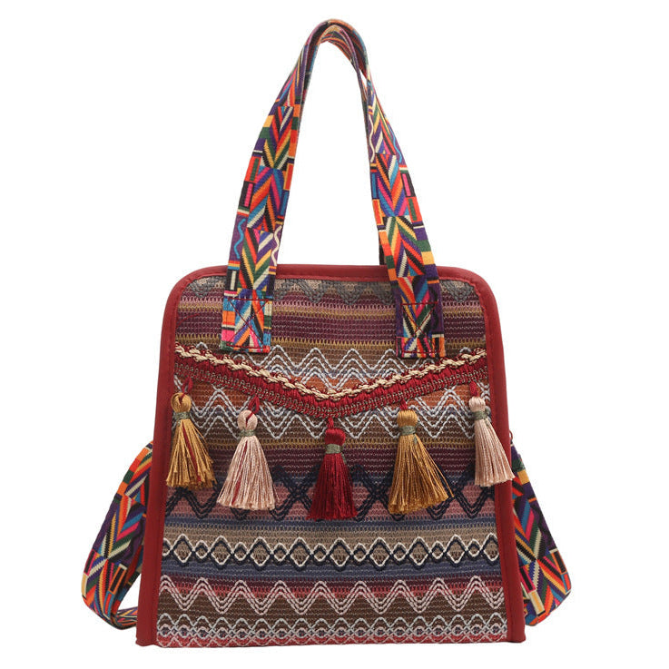 red Colorful Pattern Cross Body Bag for Women