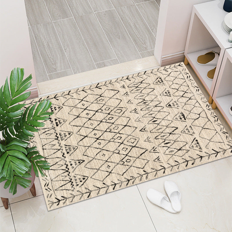 beige Colorful Patterned Boho Mat