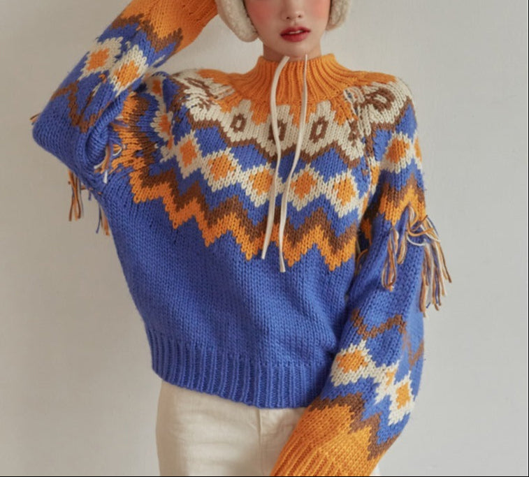 Colorful Patterned Thick Boho Sweater