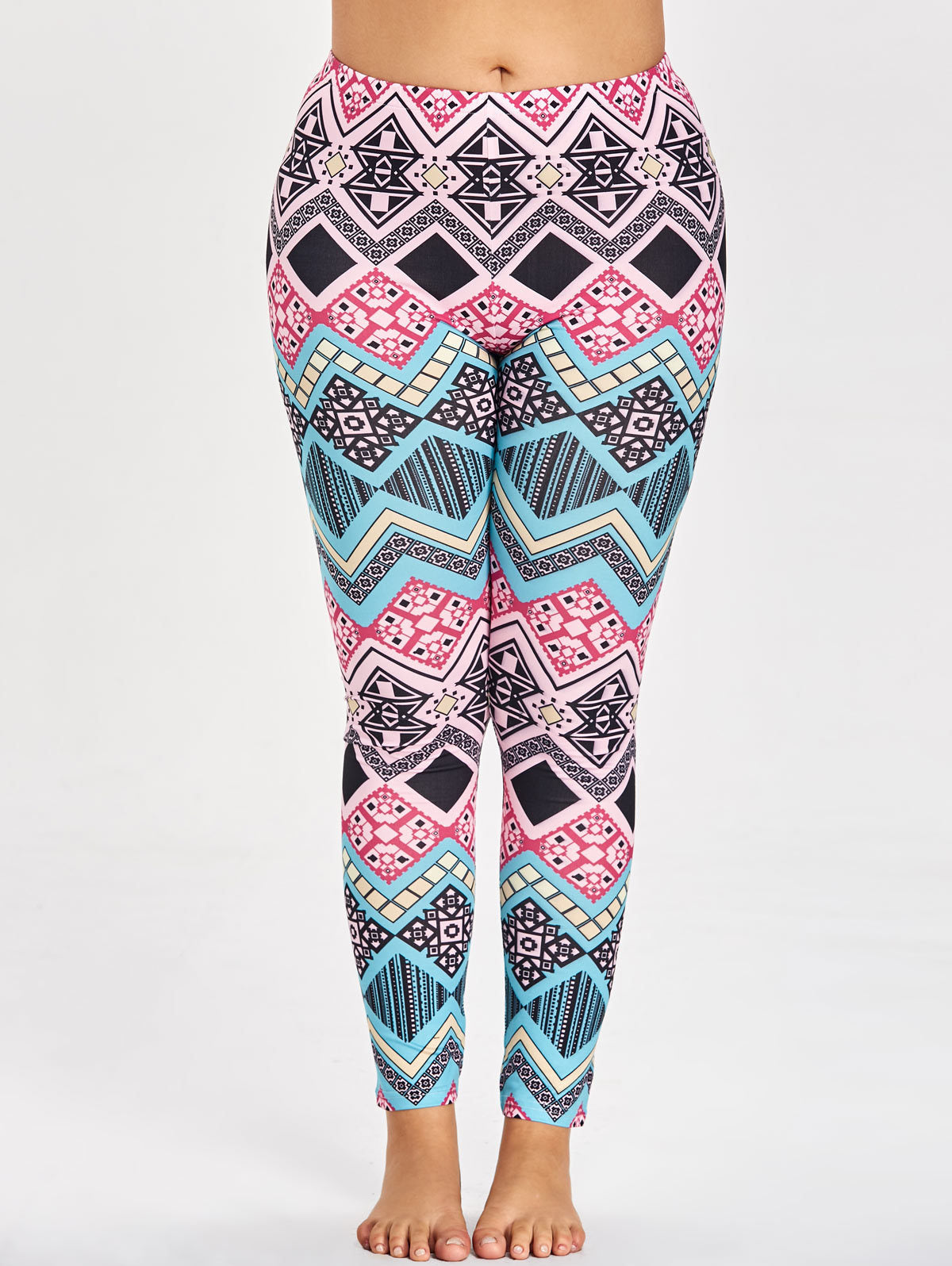 Colorful patterned leggings on a white background