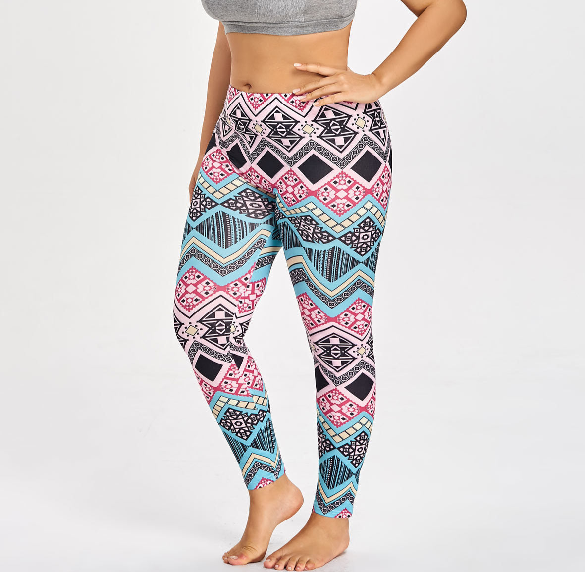 Colorful Plus Size Boho Pattern Yoga Leggings