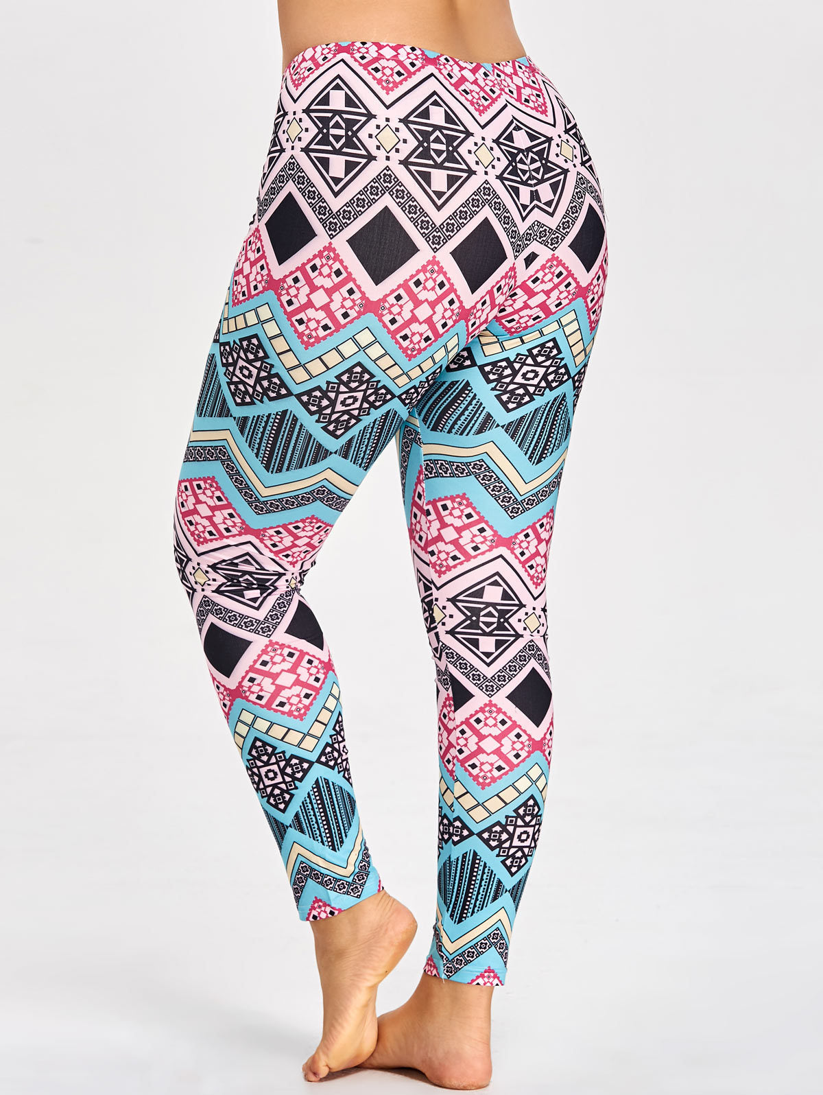 Colorful Plus Size Boho Pattern Yoga Leggings