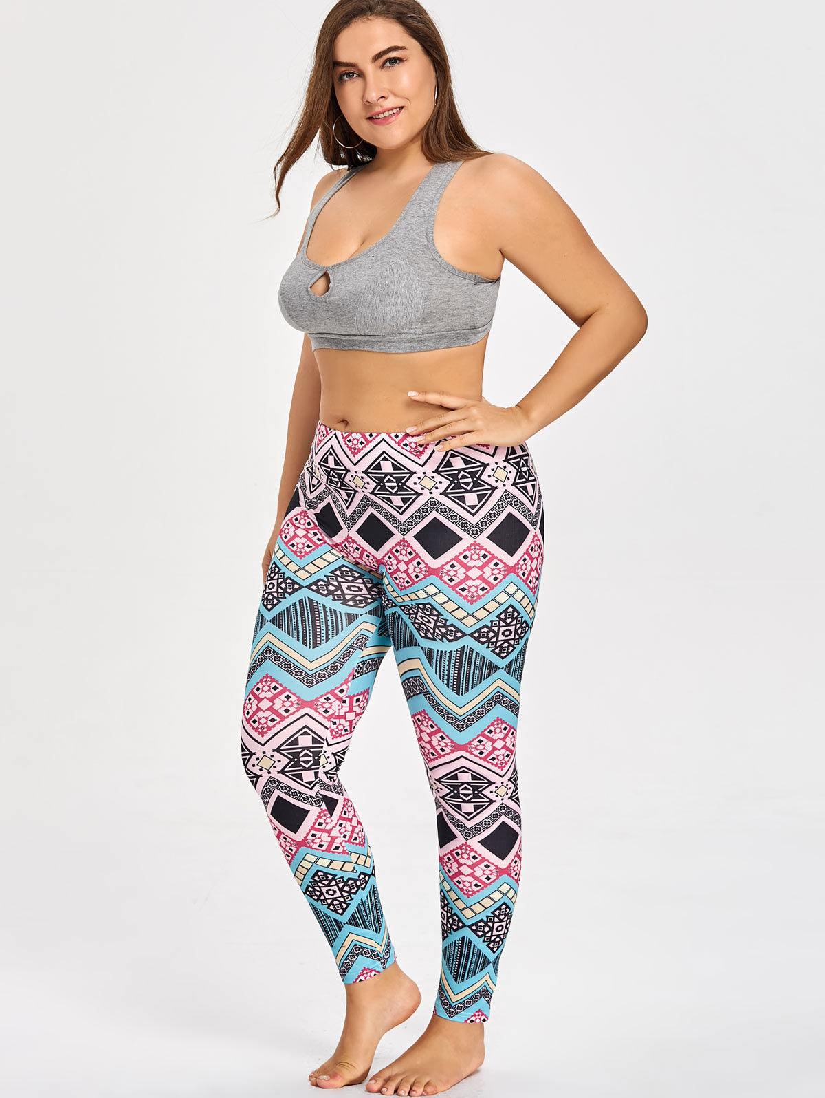 Colorful Plus Size Boho Pattern Yoga Leggings