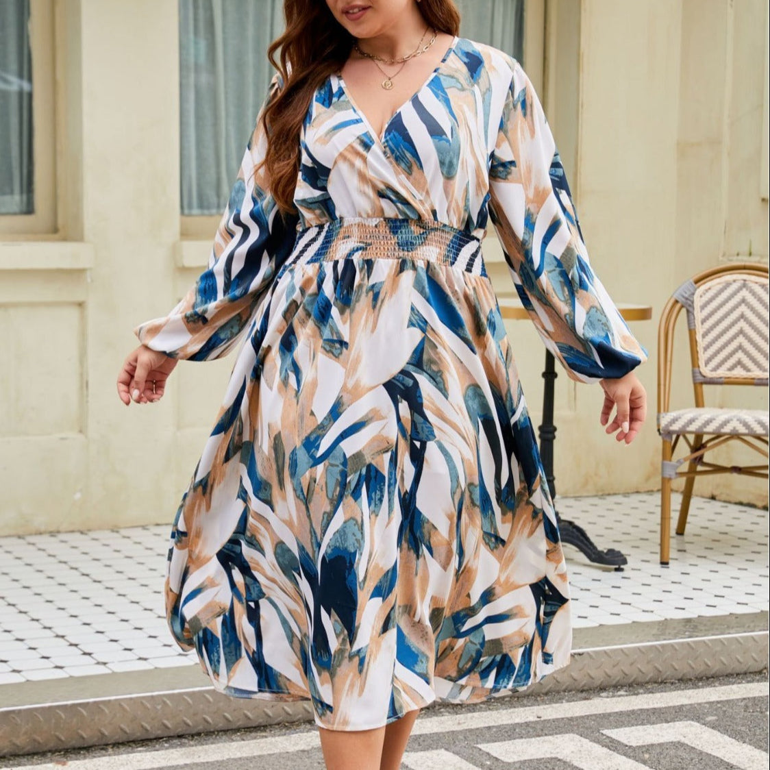 Colorful Print Dress for Plus Size Women