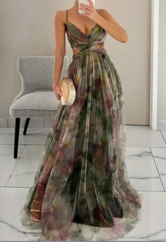 Colorful Tulle Maxi Summer Wedding Guest Dress