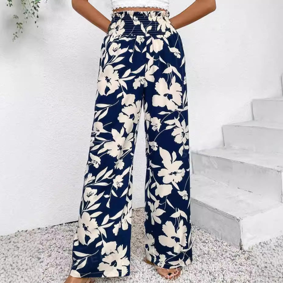 Comfortable High Waist Flower Print Pants