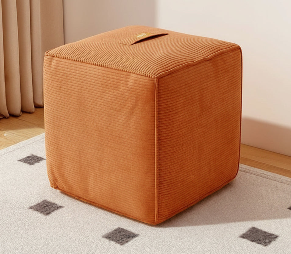 Corduroy Storage Ottoman Cube with Holder