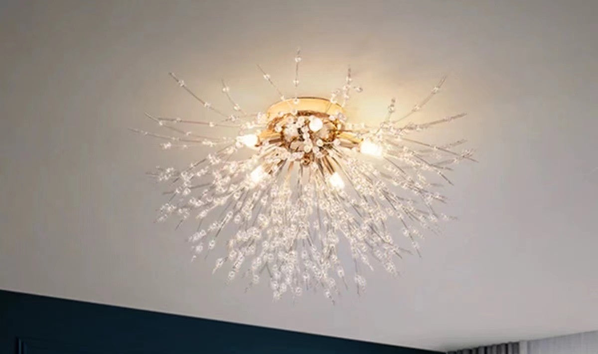 Dandelion Flower Crystal Chandelier Boho Design