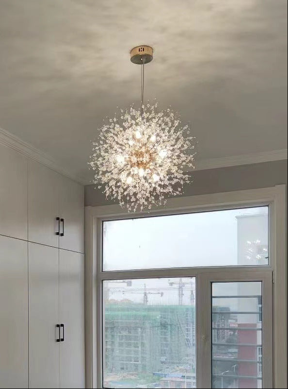 Dandelion Flower Crystal Chandelier Boho Design