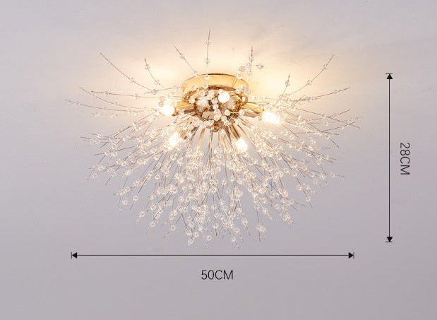 Dandelion Flower Crystal Chandelier Boho Design