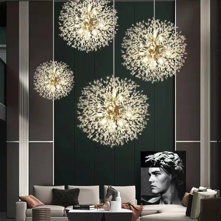 Dandelion Flower Crystal Chandelier Boho Design