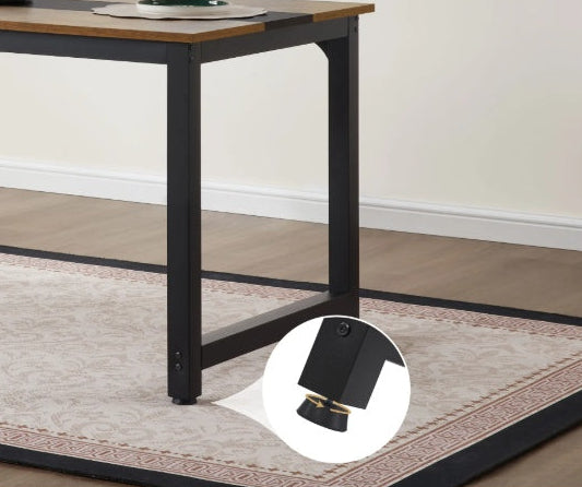 Dark Brown Wooden Large Rustic Boho Desk with Black Metal Frame