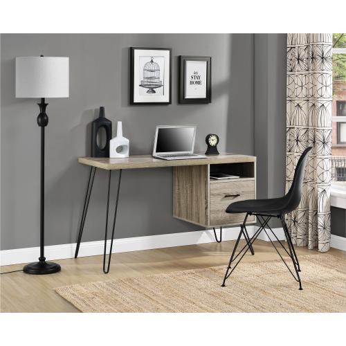 Modern Office Desk Gray Wood Design