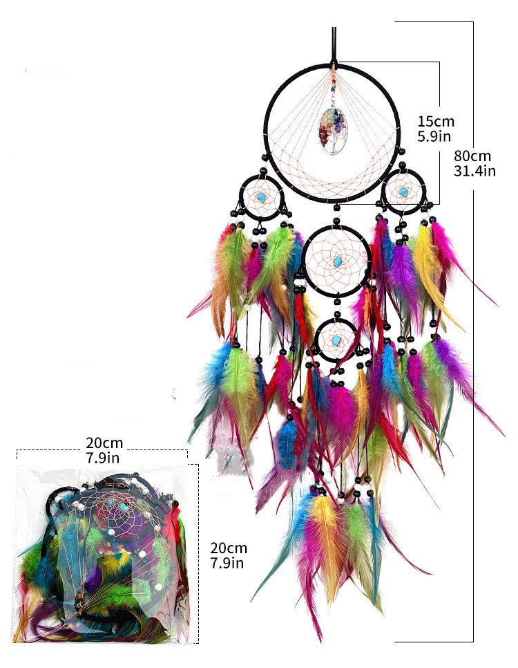 Colorful Dreamcatchers with Feathers