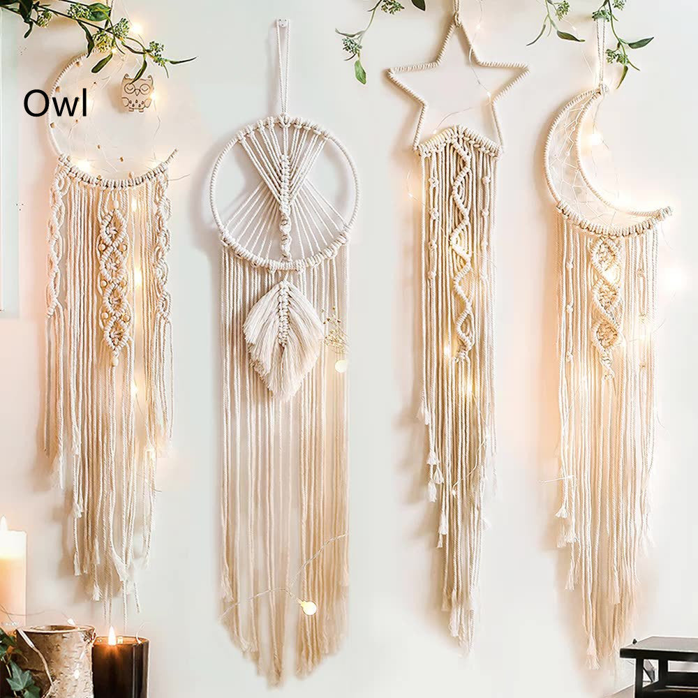 Woven Celestial Dreamcatchers with Lights