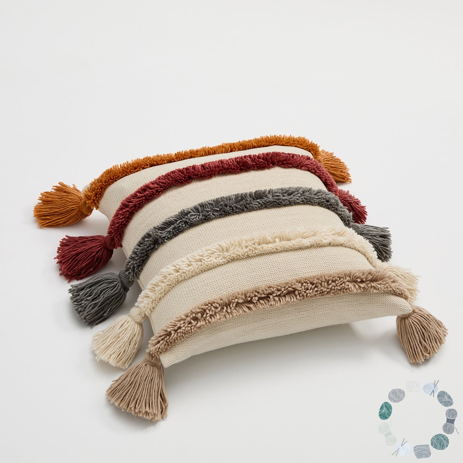 Earthy Boho Pillow Covers with Tassel