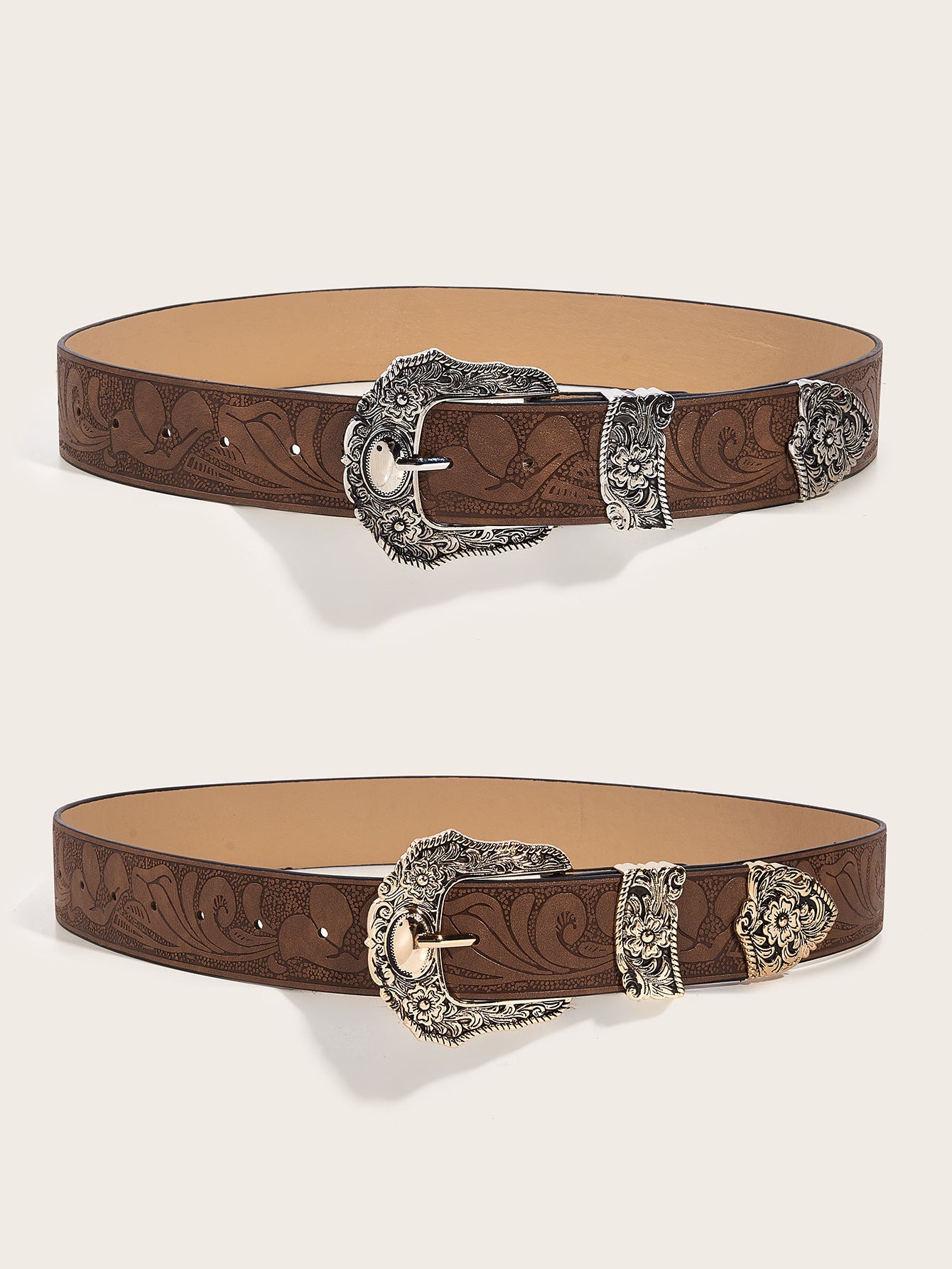 Embossed Boho Casual Buckle Belts