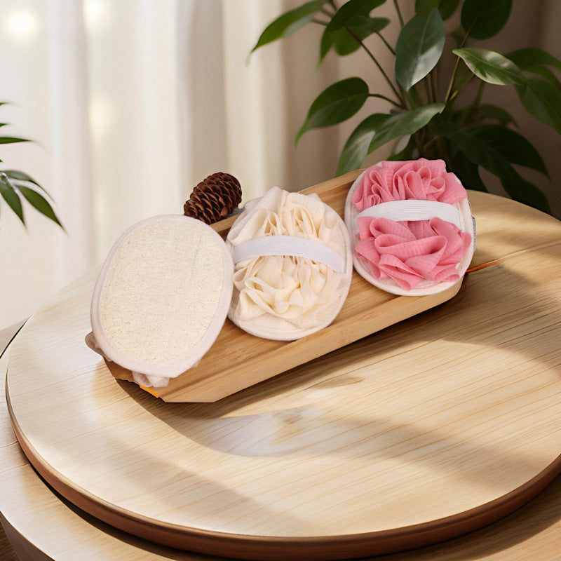 Flat Mesh Pouf Loofah Shower Sponge