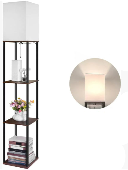 Boho Floor Lamp with Shelves
