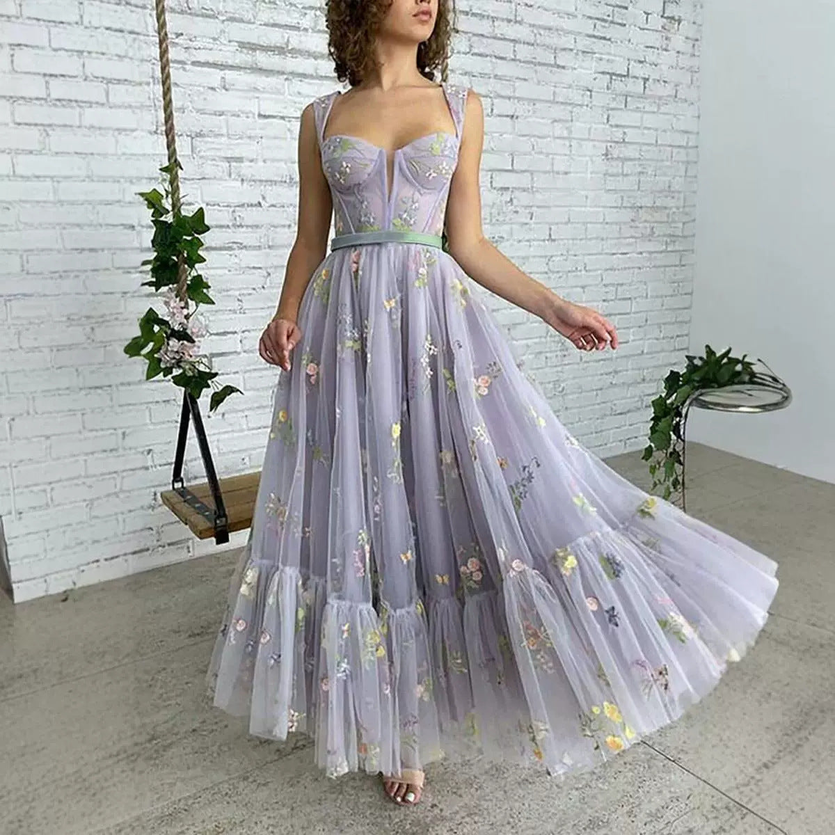 Floral Boho Formal Gown Dress