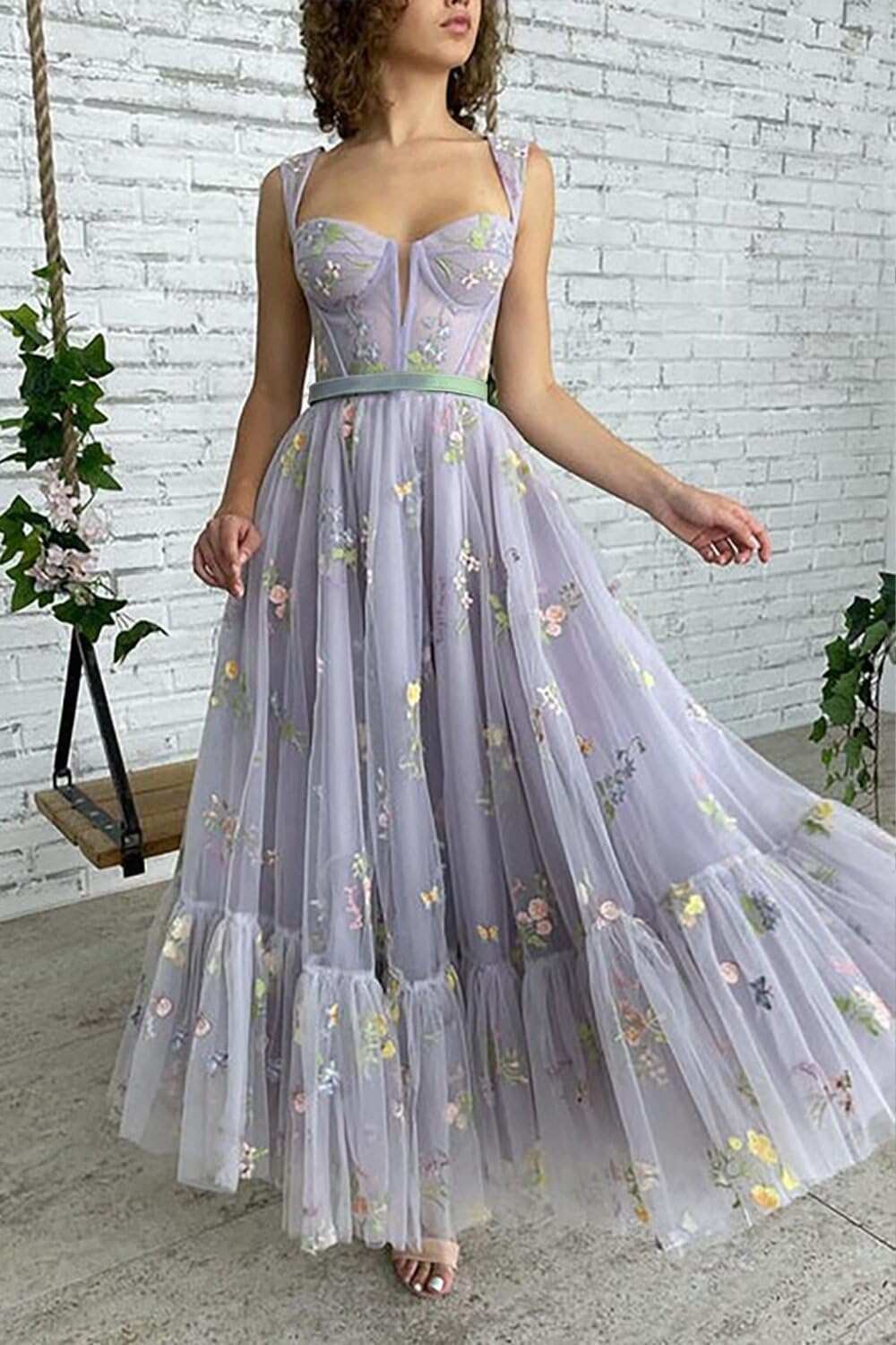 Floral Boho Formal Gown Dress