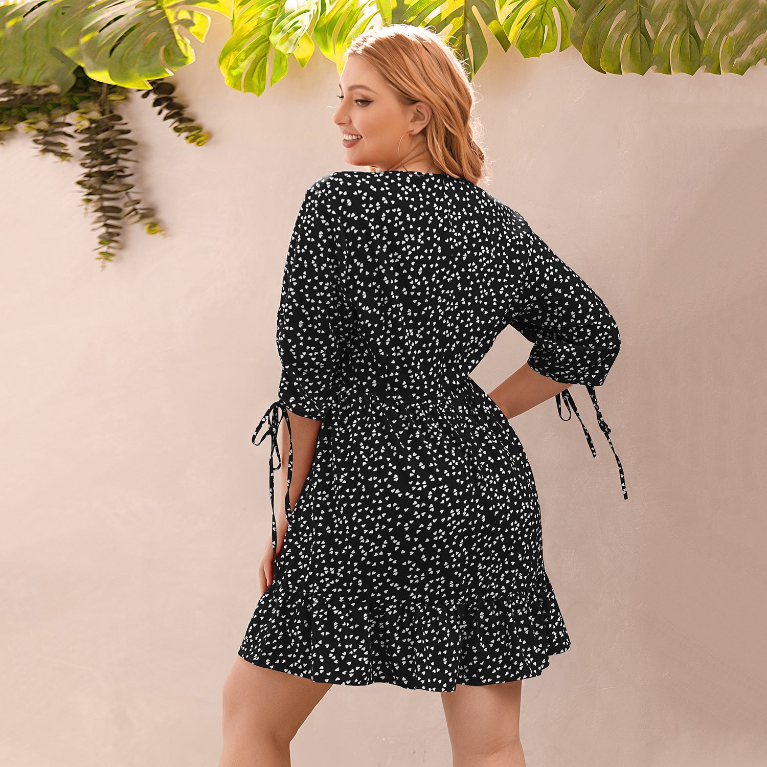 Floral Long Sleeve Plus Size Mini Dress