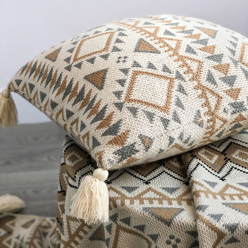 Geometric Boho Blanket Pillow Set