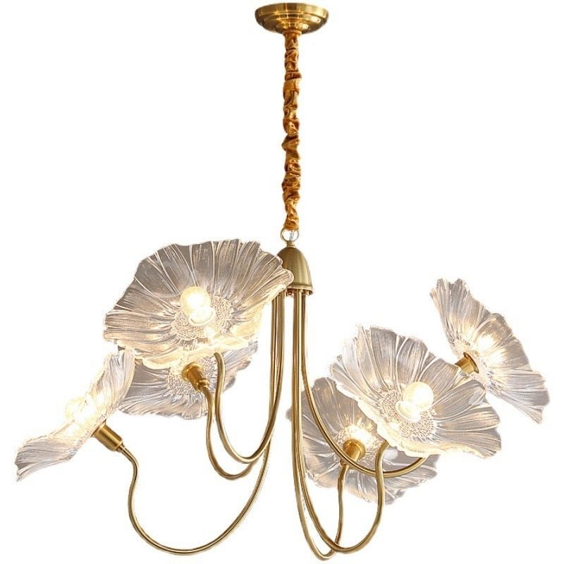 Glass Multi Flower Shaped Chandeliers Bohemian Style