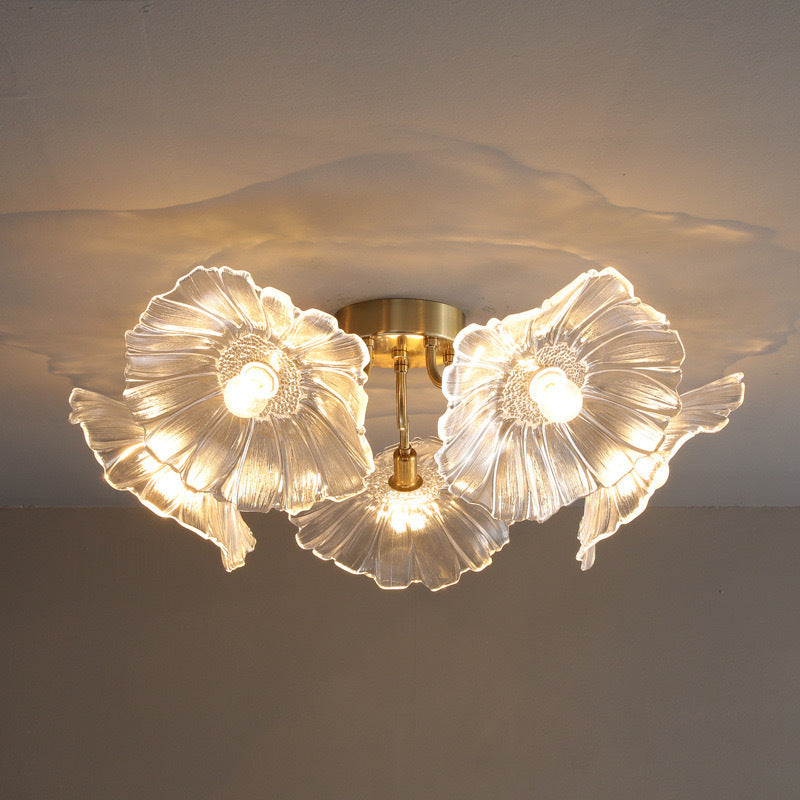 Glass Multi Flower Shaped Chandeliers Bohemian 