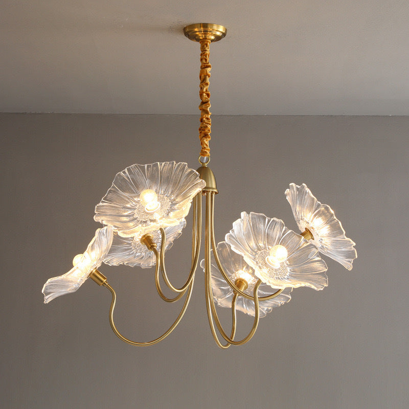 Glass Multi Flower Shaped Chandeliers Bohemian Style