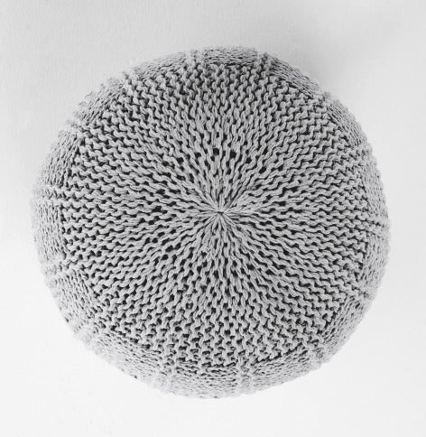 Gray Crocheted Round Pouf