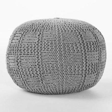 Gray Crocheted Round Pouf