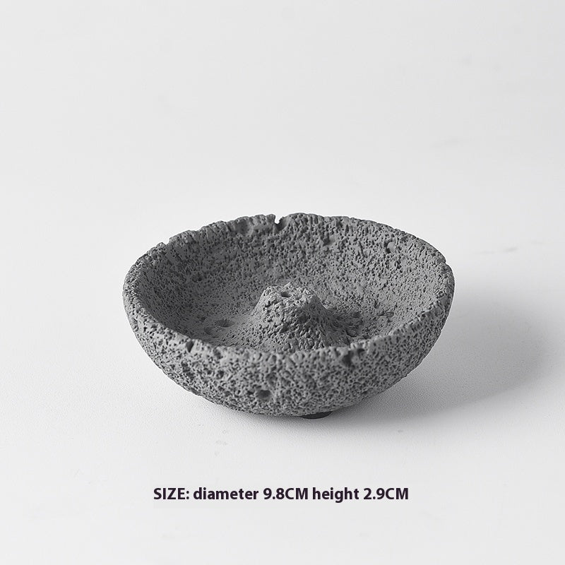 Gray textured bowl on a white background with size information.