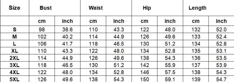 Measurement chart for clothing sizes with centimeter and inch measurements.