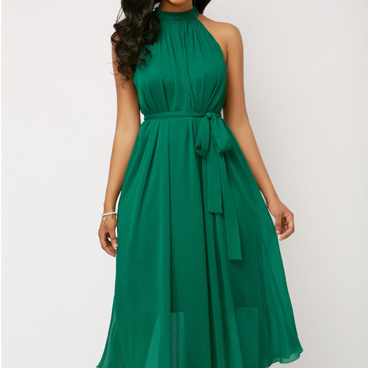Green Halter Dress for Bohemian Formal Events