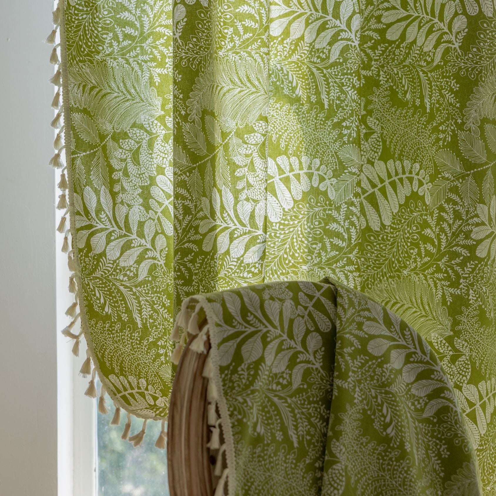 Green Leaf Patterned Curtains