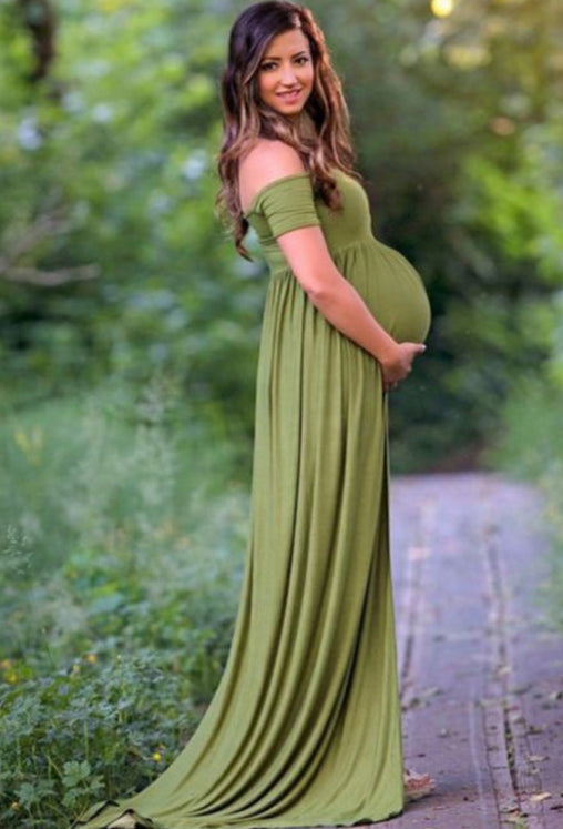 Green Long Maternity Dress