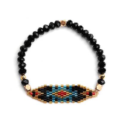 Black Onyx Stretch Boho Bracelet Set (3 pcs)