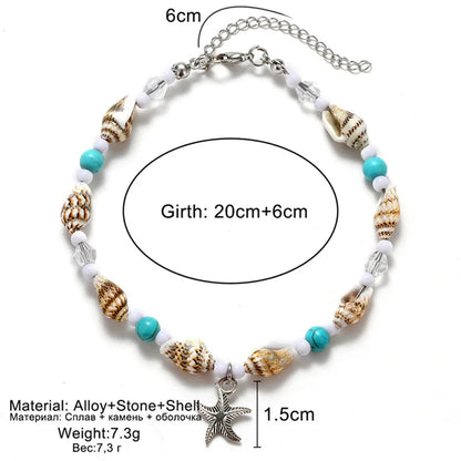 Boho Starfish Shell Anklet – Handmade Beach Anklet for Women