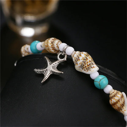 Boho Starfish Shell Anklet – Handmade Beach Anklet for Women