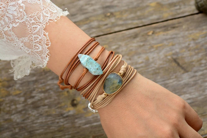 Labradorite Boho Wrap Bracelet